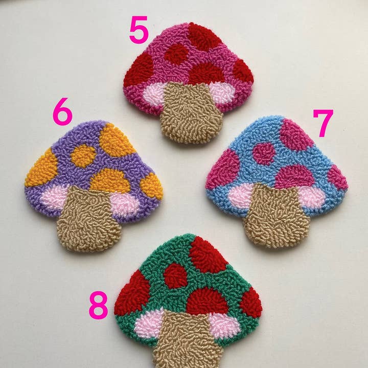 Mudita Rug Studio - Wholesale Coasters - Punch Needle Coasters, Colorful Mushroom Coasters6