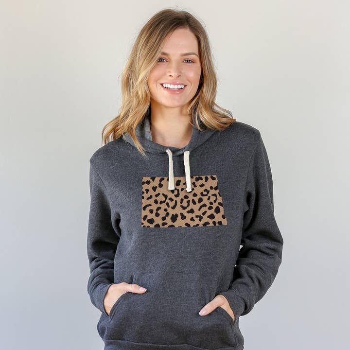 North Dakota Leopard Pattern Hoodie for wholesale by The Home T