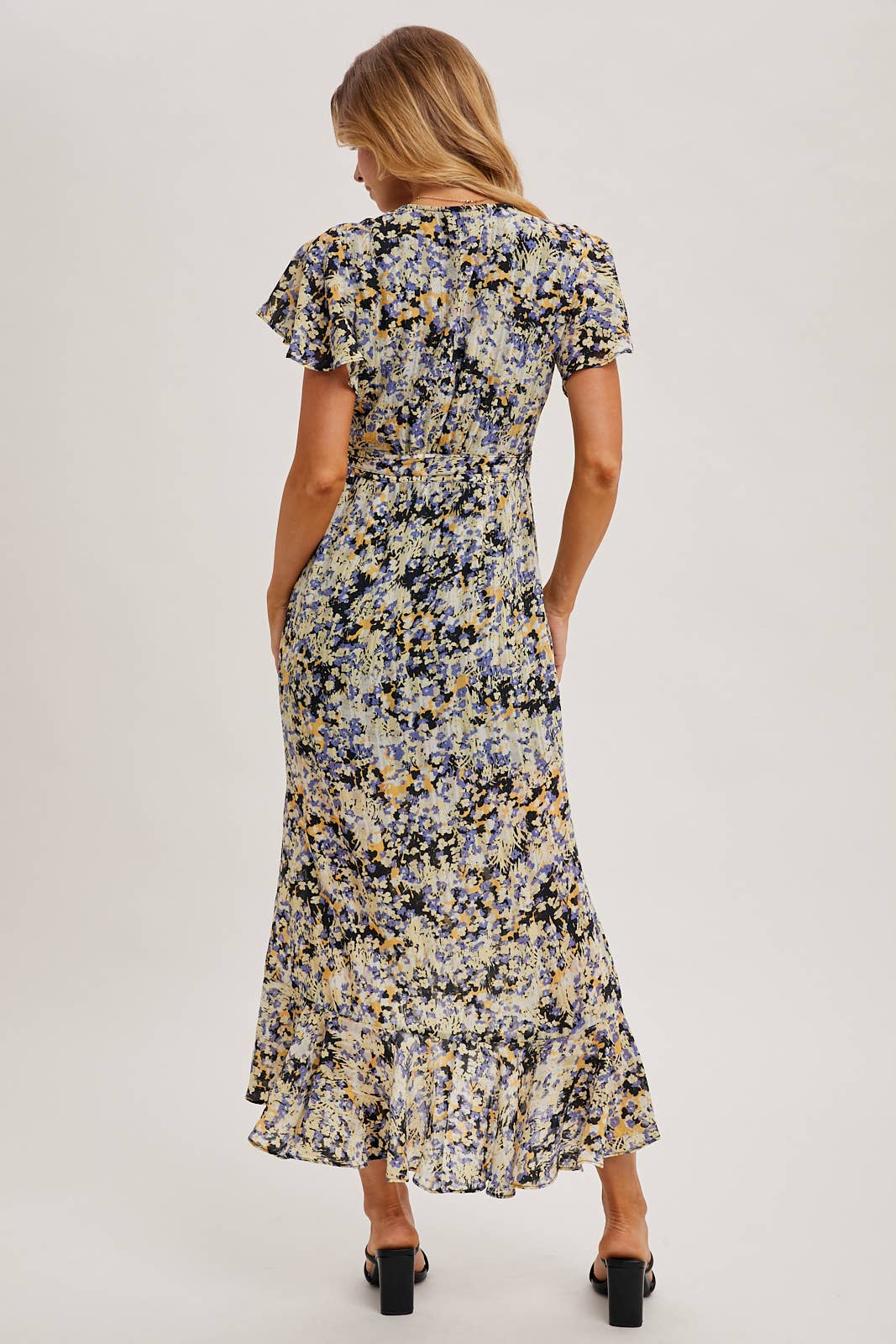 Bluivy - Wholesale Dress - Women's - FLORAL PRINT WRAP RUFFLED MIDI DRESS - EASTER DAY19