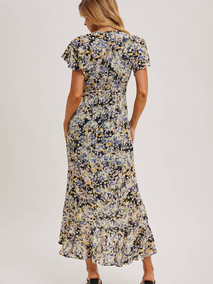 Bluivy - Wholesale Dress - Women's - FLORAL PRINT WRAP RUFFLED MIDI DRESS - EASTER DAY19
