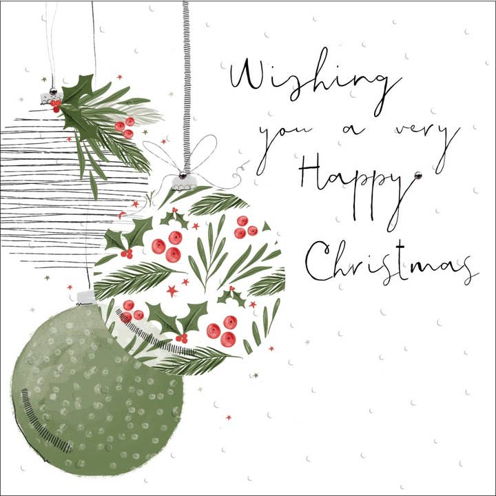 Happy Xmas, Handmade Card - Bauble Theme for wholesale by The Handcrafted Card Company