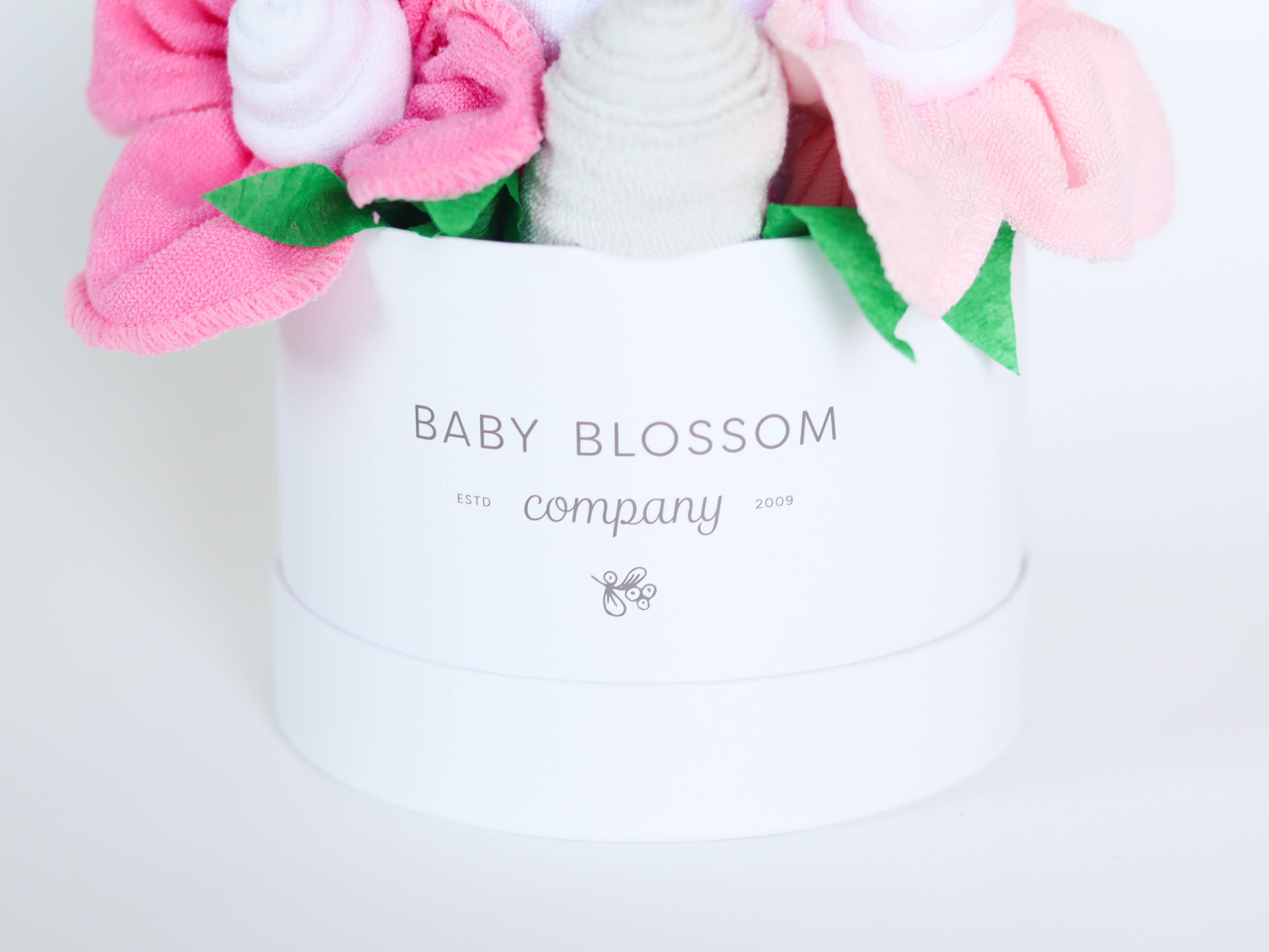 Baby Blossom Company - Wholesale New Mom Gift Box/Set - Petite New Mom Baby Girl Gift Box Bouquet -Floral2