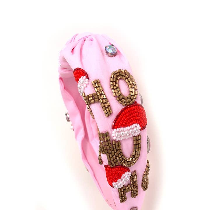 JOSSLYN by wall to wall - Wholesale Fashion Headband - Women's - HO HO HO CHRISTMAS HOLIDAY SEED BEAD HEADBAND | 91H5240