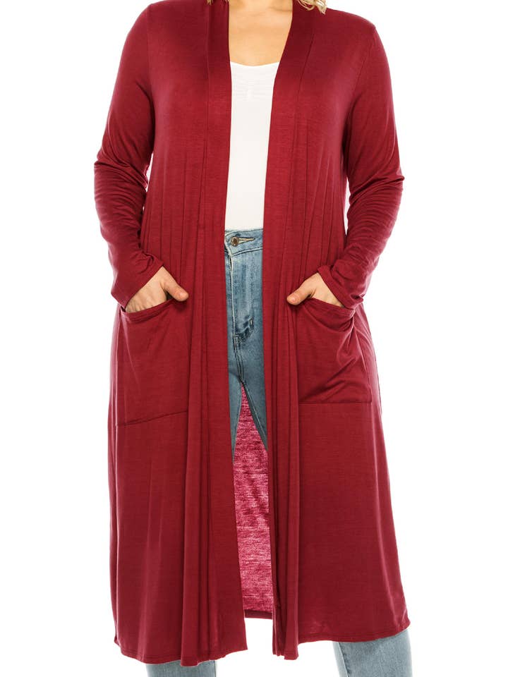 Casual Plus Size Lightweight Cardigan for wholesale by MOA COLLECTION