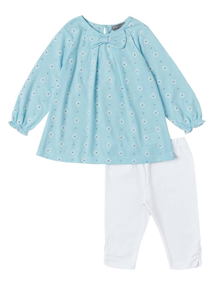 Aqua Daisy Tunic Set for wholesale by Petit Confection