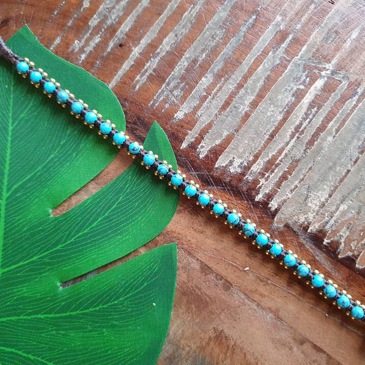 Jasper Rocks - Venta al por mayor Pulsera de cuentas - Pulsera boho macramé con cristales turquesa de Tailandia7