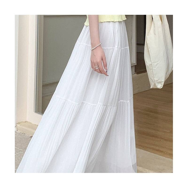 Sheer Trend - Wholesale Skirt - Women's - Tall High Waist A-Line Pleated Skirt6
