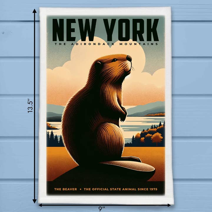 Toalha de cozinha New York State Animal Vintage Digital Art por atacado de ADDLE iNK