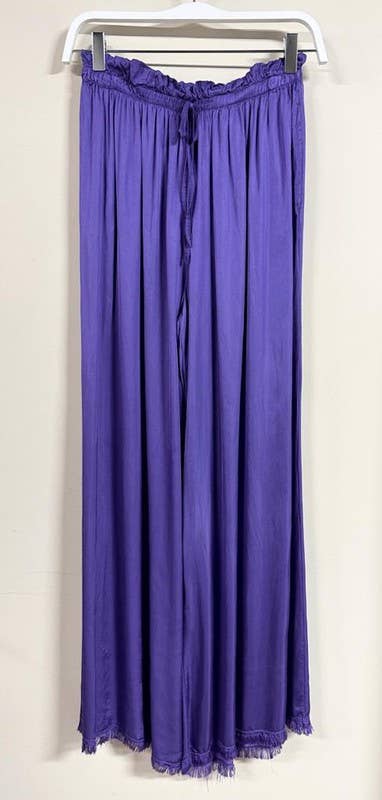 VENTI6 - Vendita all'ingrosso Pantalone - Donna - PANTALONI A GAMBA LARGA CON ORLO A FRANGE IN SETA ITALIANA (6109)36