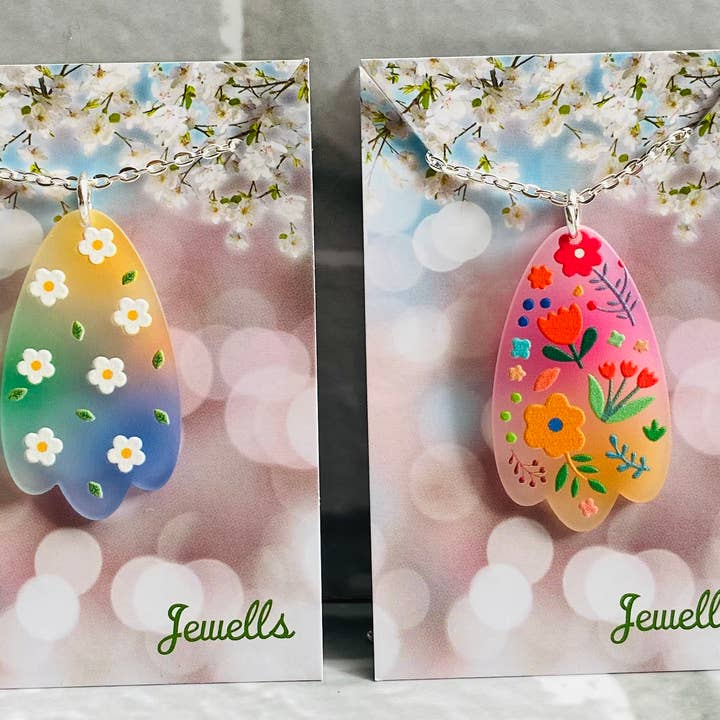 Jewells – wholesale Pendant/charm necklace – Floral Flowers resin necklace 4 designs daisy3