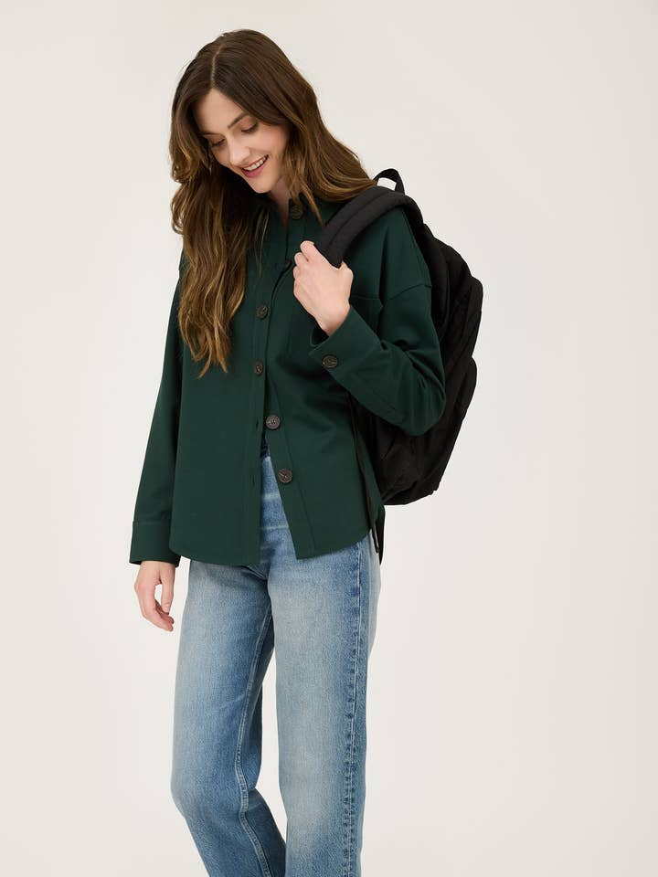 Blu Pepper - Wholesale Shirt Jacket/Shacket - Women's - SOLID COLLARED LONG SLEEVE BUTTON DOWN SHACKET