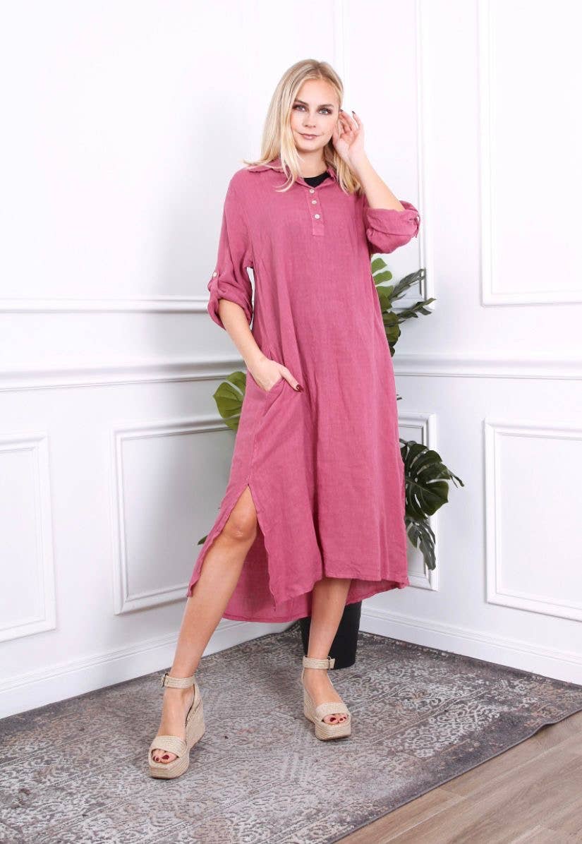 LÉA & LUC - Wholesale Dress - Women's - Long dress in 100% linen REF.2090055