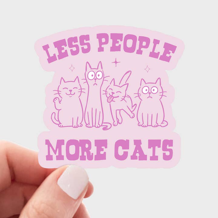 Less People More Cats Sticker - cute, kittens, kitty, meow for wholesale by Yarnival