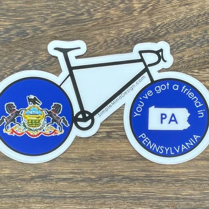 Pennsylvania Road Bike Sticker for wholesale by Simple Mind Design