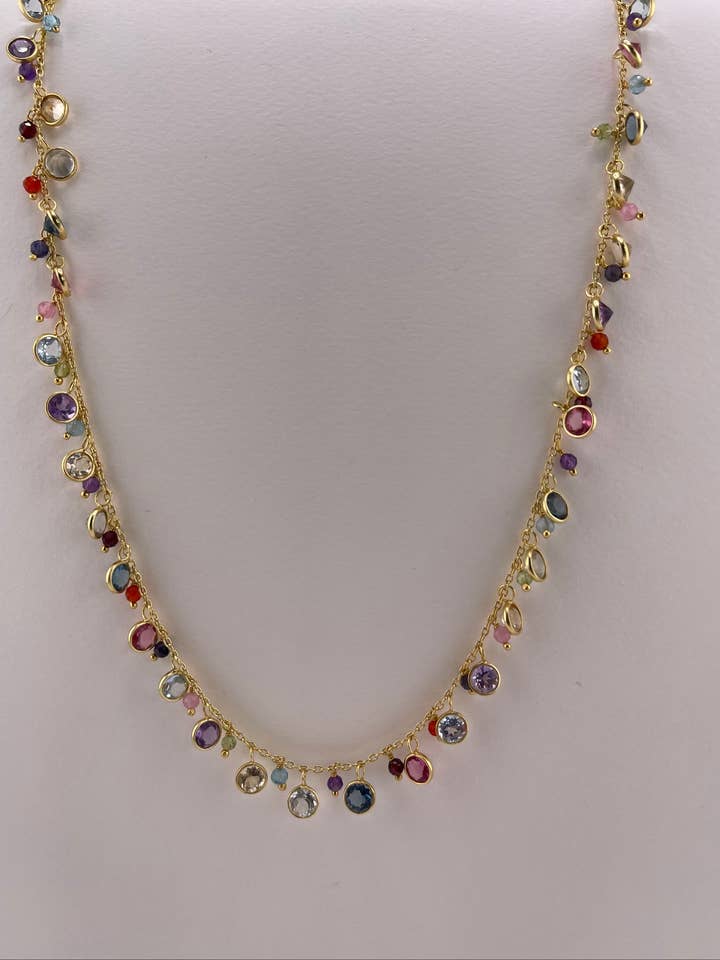 Mixed Stone Multi Drop Necklace for wholesale by Lalinde Design