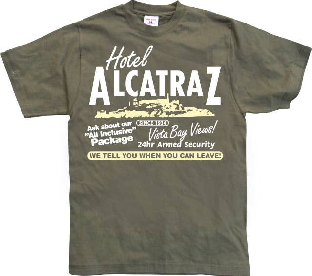 Hybris Production AB – T-shirt estampada - Unissexo por atacado – Camiseta Hotel Alcatraz3