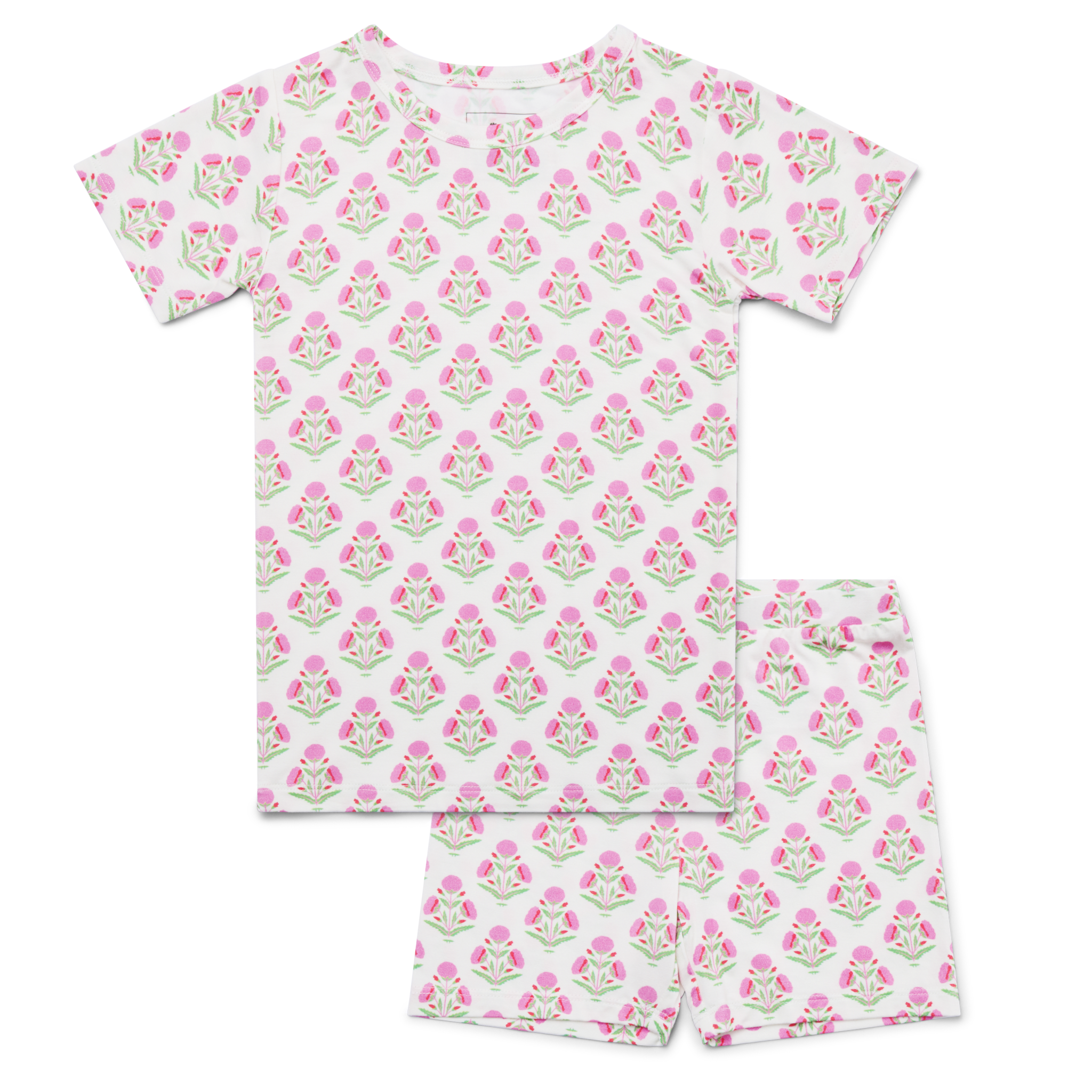 Motette - Wholesale Sleepwear Set - Kids - Pink Posy Short Sleeve & Shorts Bamboo Toddler Pajama Set1