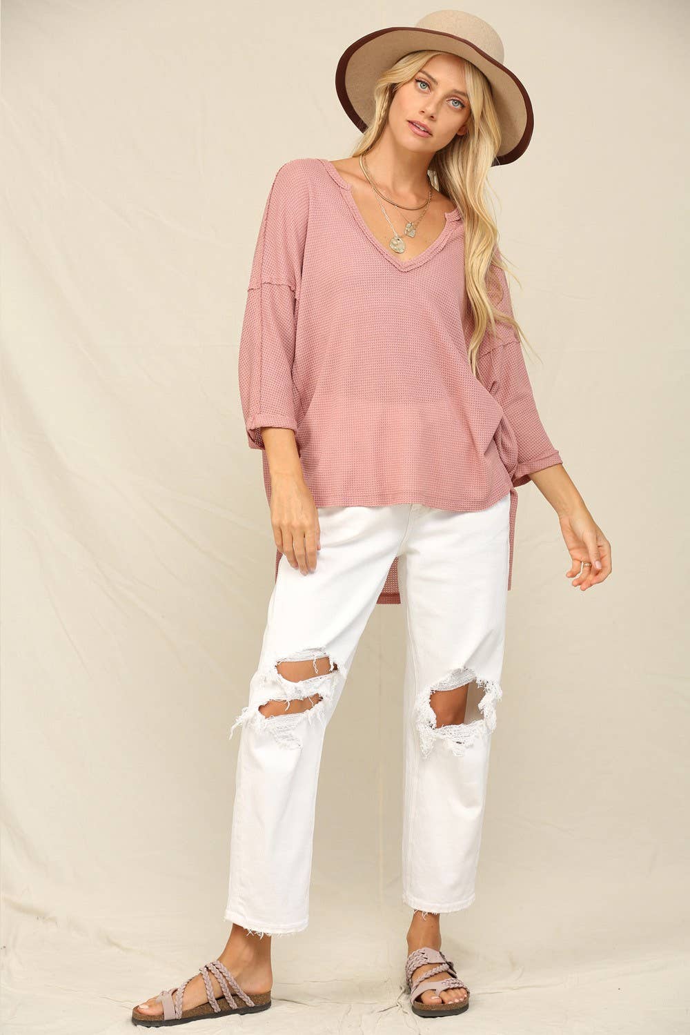 KyeMi - Wholesale Tunic - Women's - Thermal V-Neckline Exposed Seaming Top8