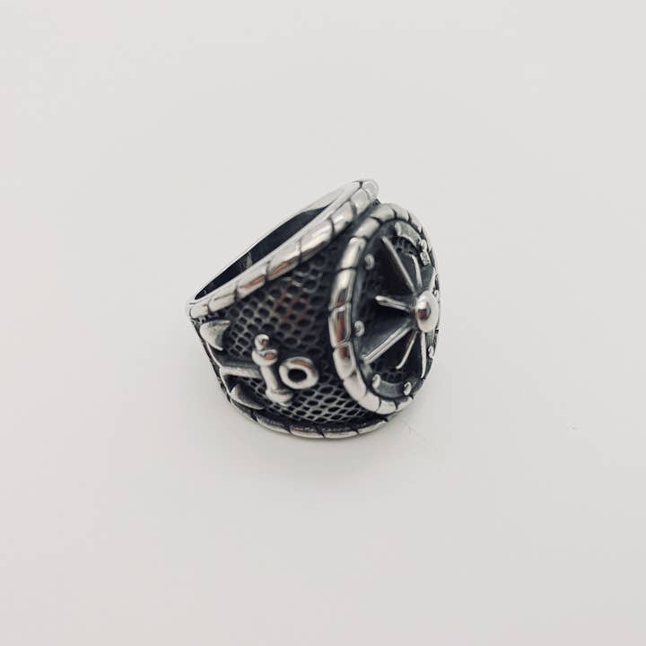 Mio Queena - Venta al por mayor Joyería - Hombre - Anillo de acero inoxidable con ancla retro para hombre