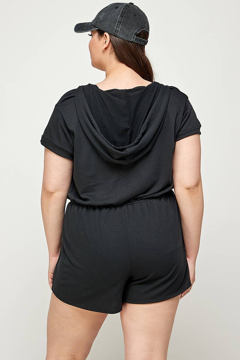 Haute Fox Plus Size & Contemporary - Wholesale Romper - Women's - Plus Size Hoodie Romper French Terry - KY17816-RP7