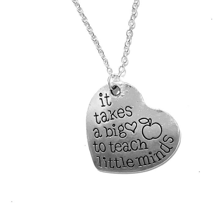 Teacher Necklace, Silver Teacher Necklace, Teacher Jewelry for wholesale by Broken Record Boutique