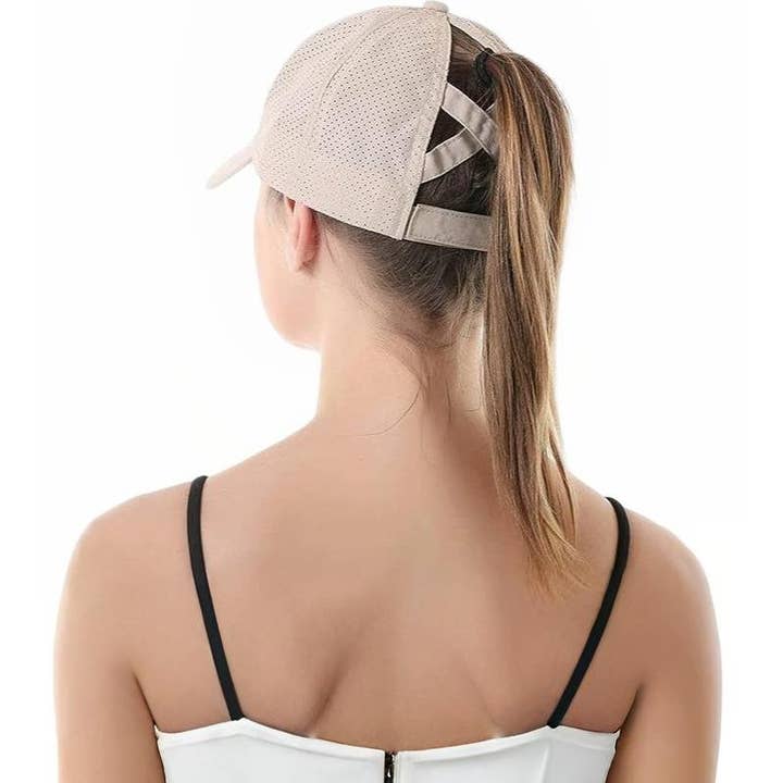 42POPS - Wholesale Baseball cap – Women's - ..0806 Criss Cross Ponytail Baseball Cap Mesh side SI-2854920
