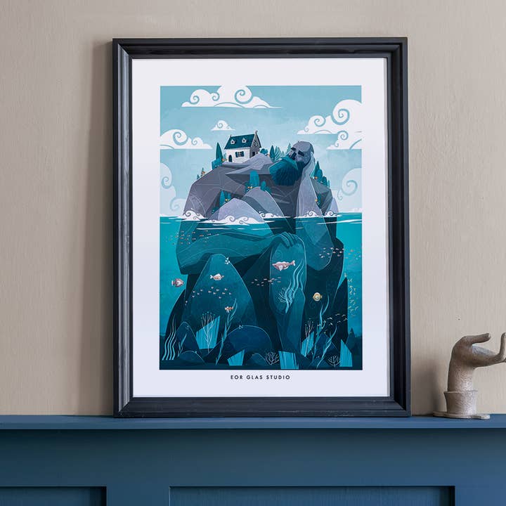 De stenen slaper - Geïllustreerde poster formaat 30x40cm voor wholesale door EOR GLAS STUDIO