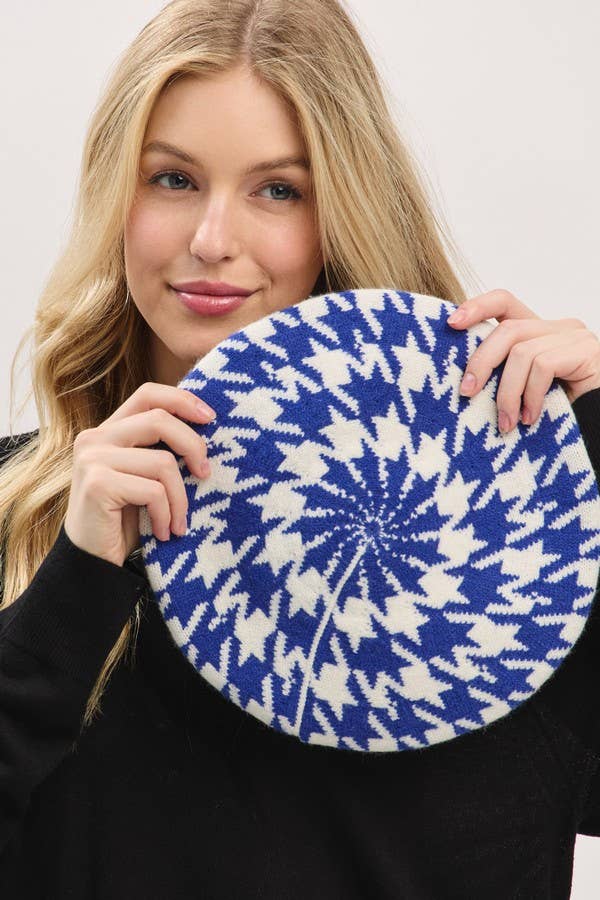 3AM BY H&D ACCESSORIES - Wholesale Beret - Women's - Houndstooth Knit Beret3