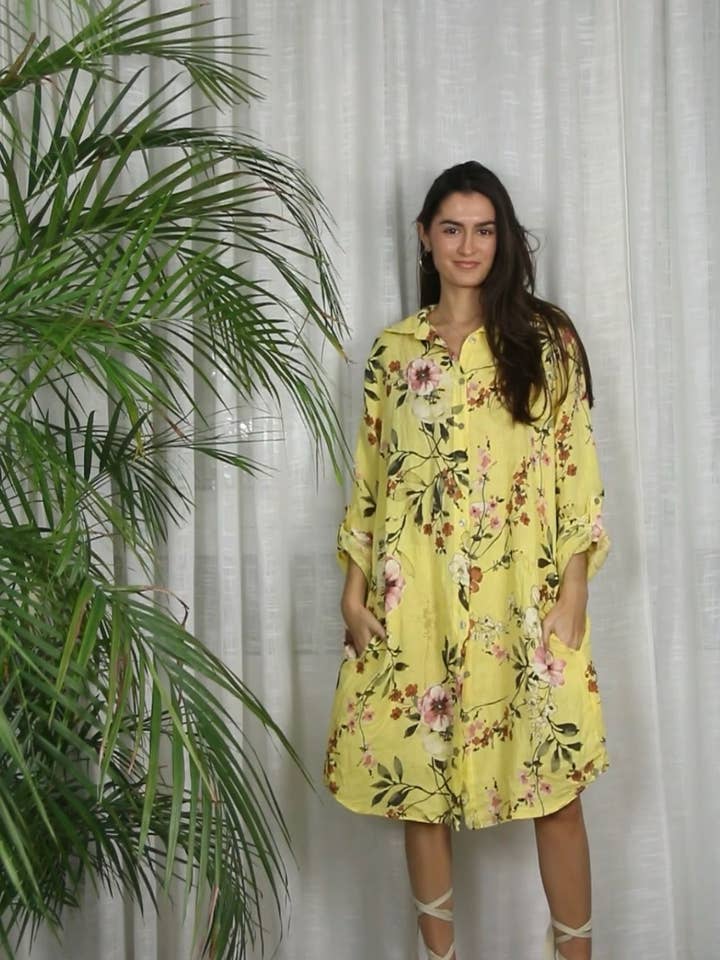 Linen & More - Wholesale Dress – Women's - REF 20272 SHORT DRESS WITH 100% LINEN PRINTS2