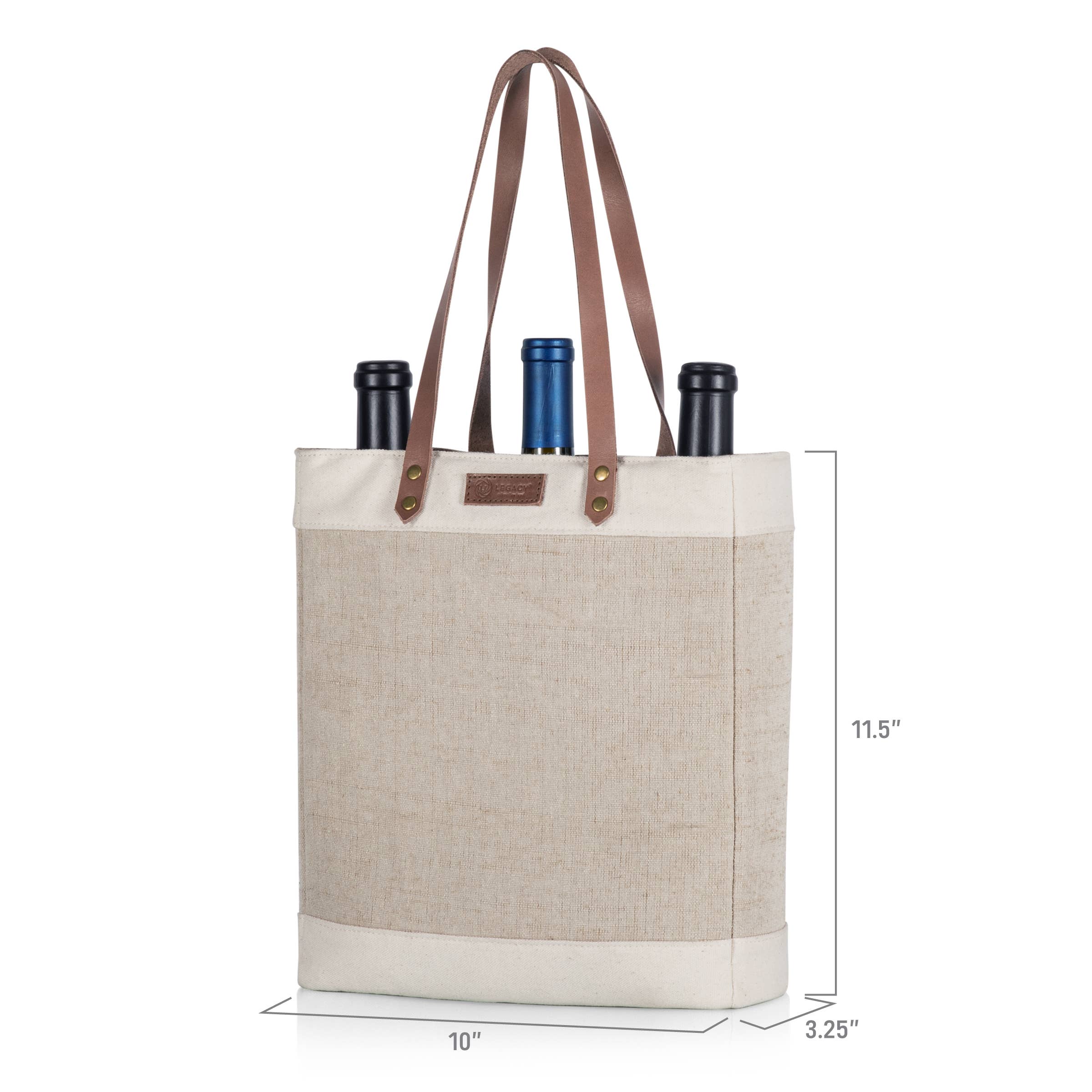 Beige Pinot Jute 3 Bottle Insulated Wine Bag for wholesale on Faire13