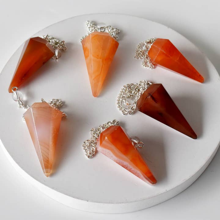Soothing Crystals - Wholesale Spiritual Stone/Crystal - Dowsing Pendulum | Carnelian | Faceted Crystal Pendulum8