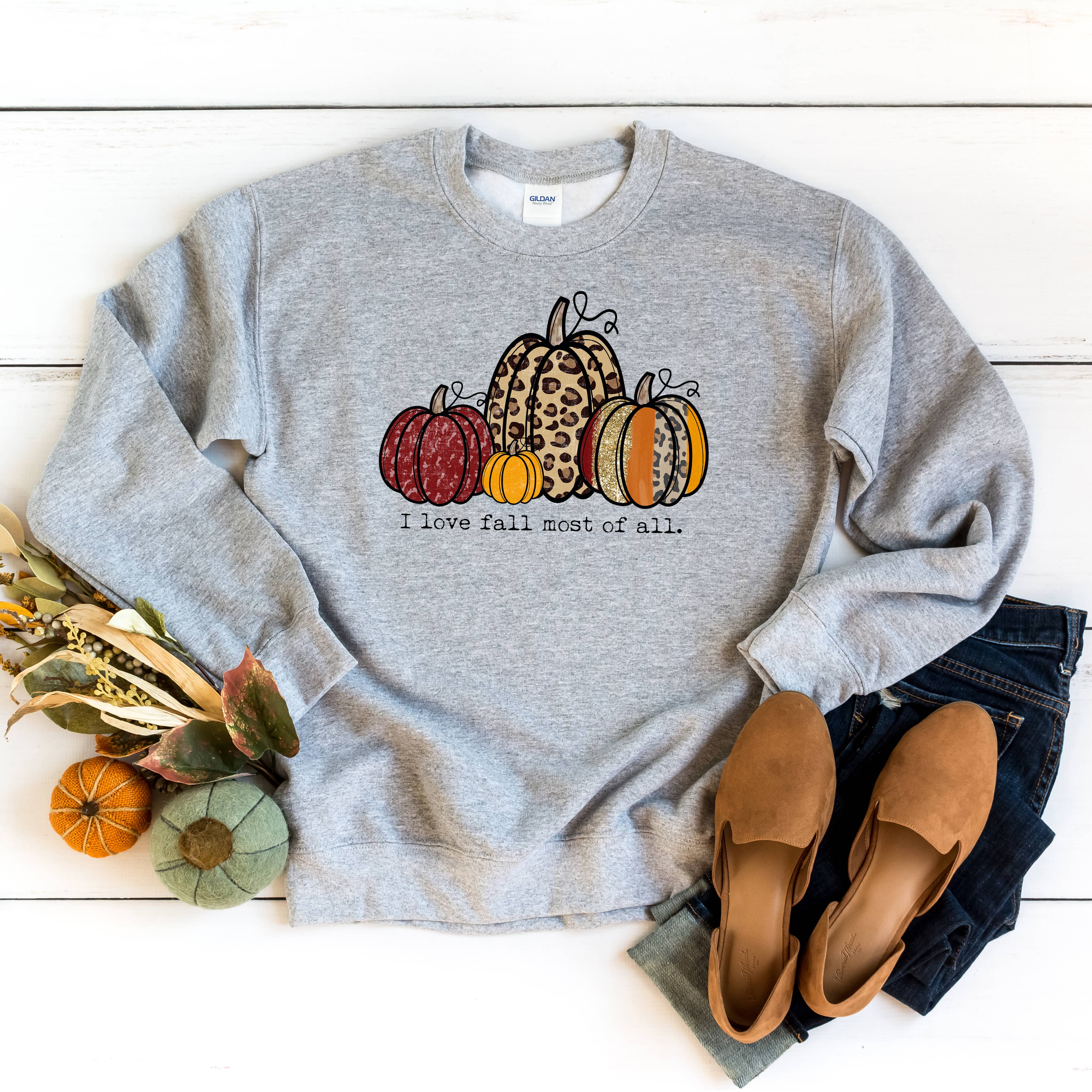 Olive And Ivory Wholesale - Vente Sweat-shirt à imprimés – femme - J'aime l'automne surtout les citrouilles | Sweatshirt3