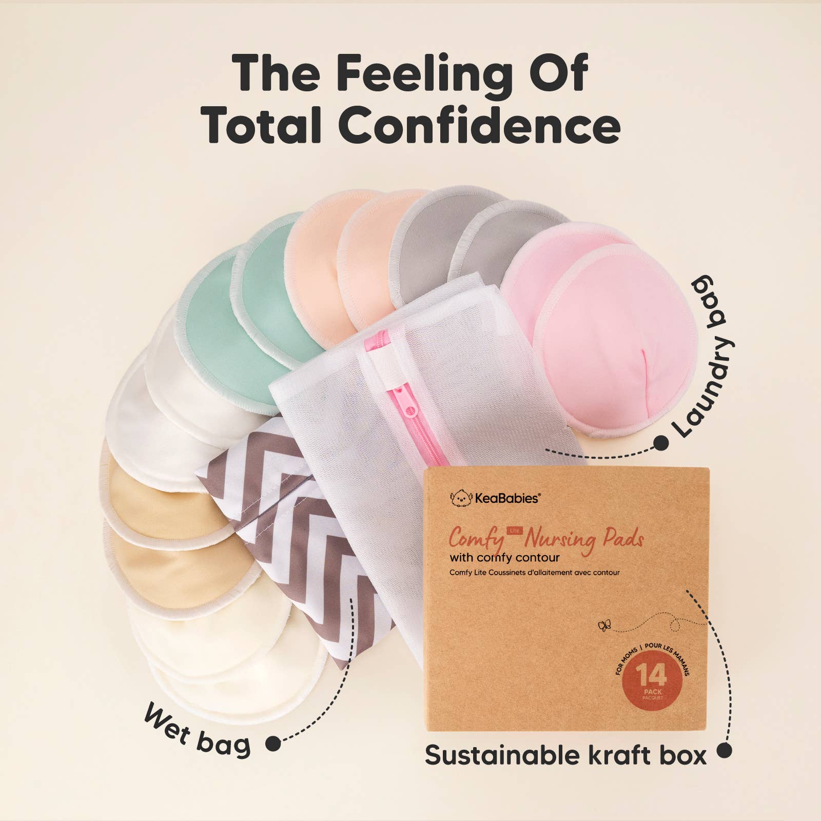 Tocco pastello Cuscinetti per allattamento Comfy Lite, 14 pz, pettorine riutilizzabili in vendita all'ingrosso su Faire7