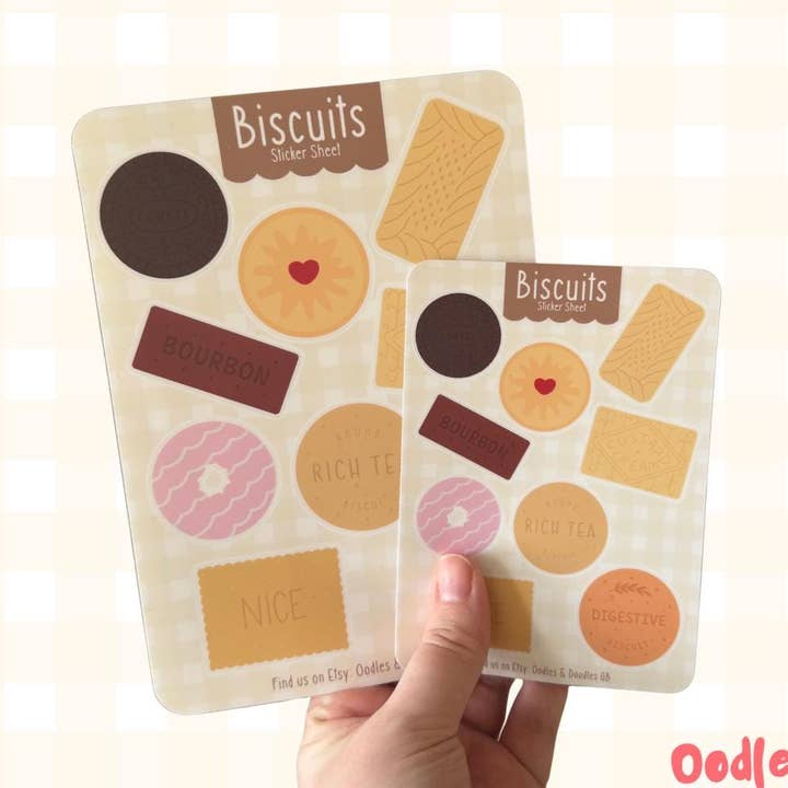 British Biscuit Vinyl Sticker Sheet | Planner Stickers for wholesale by Oodles & Doodles