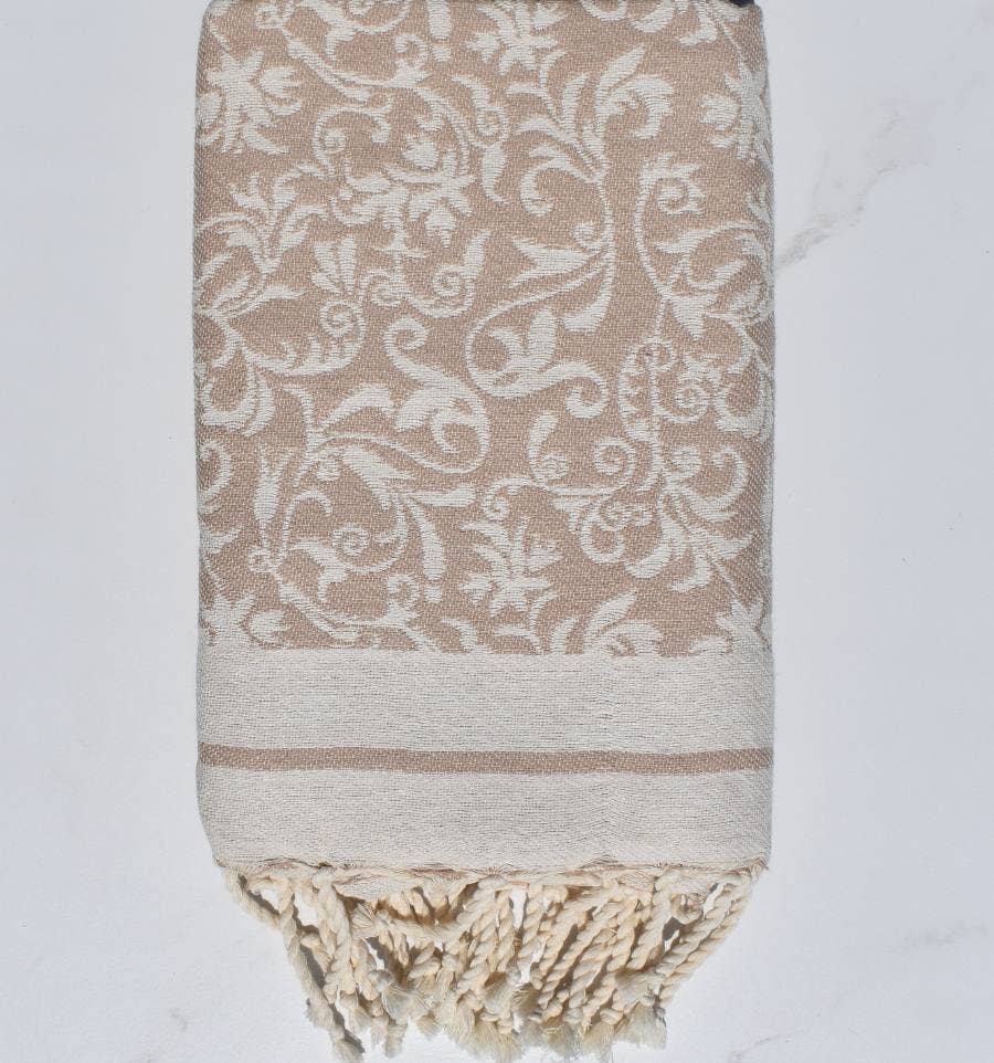 Fouta Tunisia – wholesale Strandhandduk – Fouta Versailles med tidlösa blommönster5