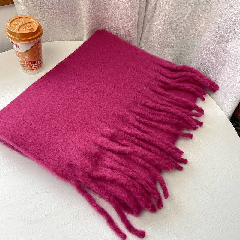 Dipped Shop - Wholesale Scarf - Women's - 2+ Solid Color Tassel Mohair Scarves DPKS100226
