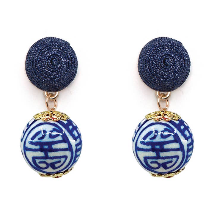 Thread Earrings - China Blue for wholesale by Fornash