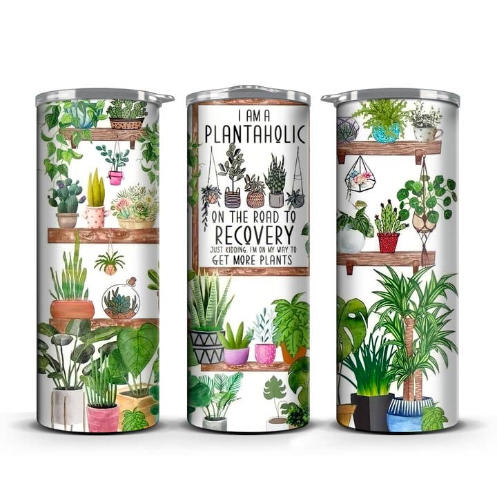 Gobelet Plantaholic 20 oz avec paille, cadeau pour les amateurs de plantes pour la vente par ThePlanningQueen