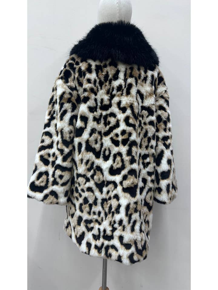 Beige SPOTTED FAUX FUR JACKET for wholesale on Faire2