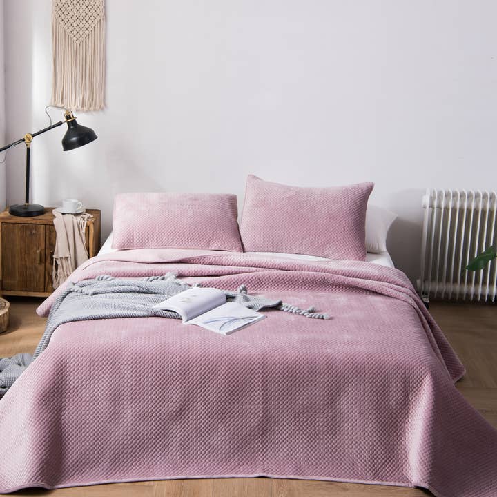 Kasentex - Wholesale Bedding Set - Plush Poly-Velvet Lavish Design Quilt Set Brushed Microfiber3