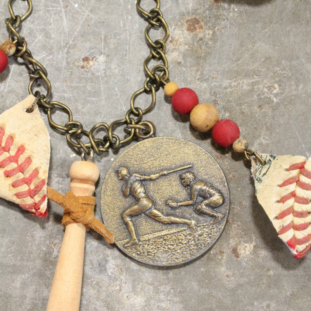 The Primitive Peddler, Inc. - Wholesale Pendant/Charm Necklace - Take Me Out To The Ballgame Vintage Charming Necklace2