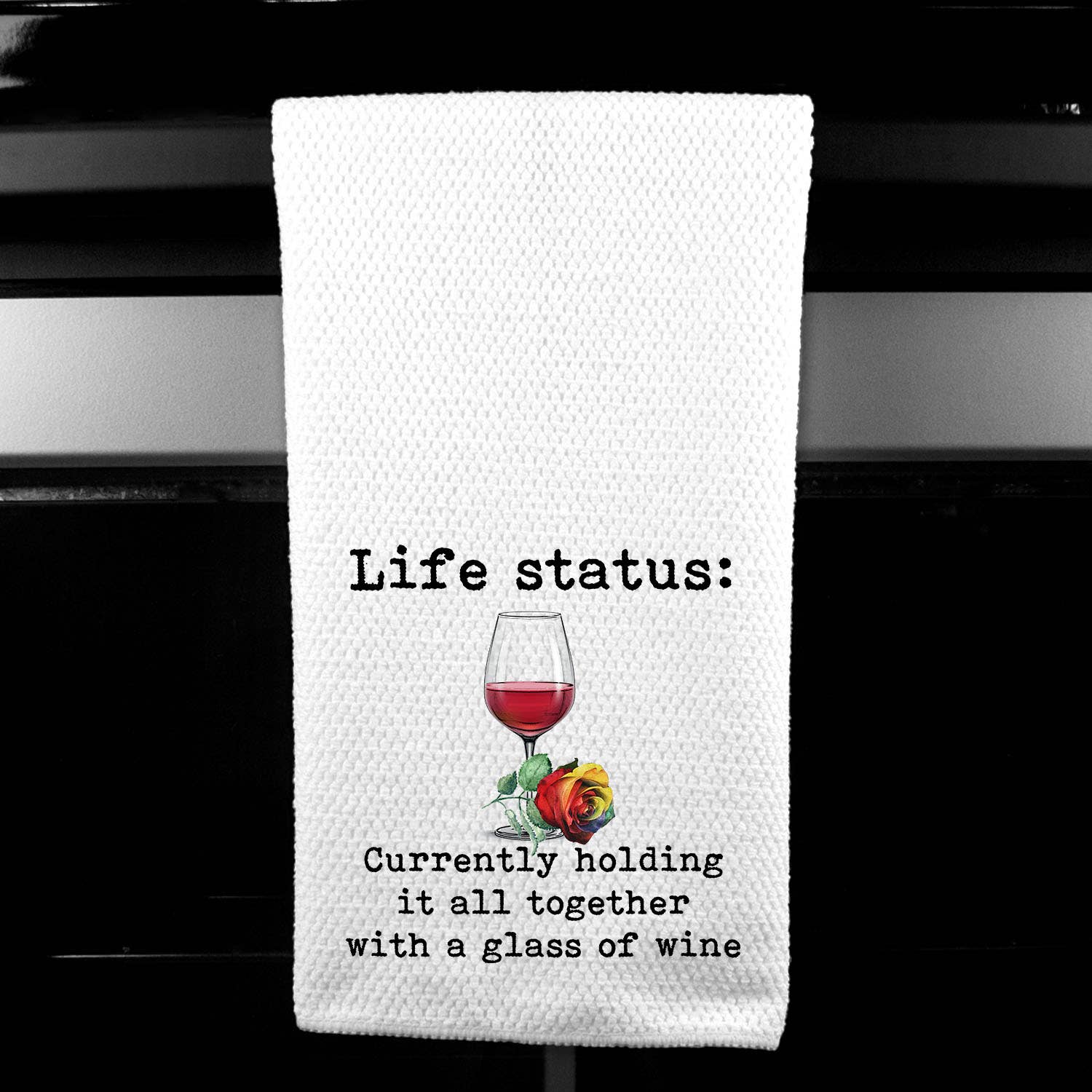 Dasha Alexander - Wholesale Tea Towel - Life Status Wine Microfiber Towel 0