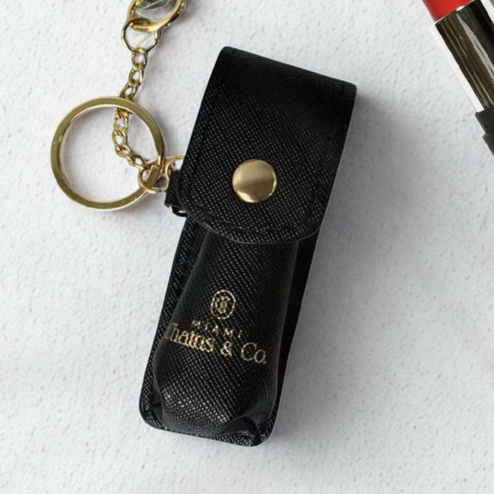 Miami Chains & Co. - Wholesale Lip Balm Case/Holder - Portable Lipstick Case in Jet Black0