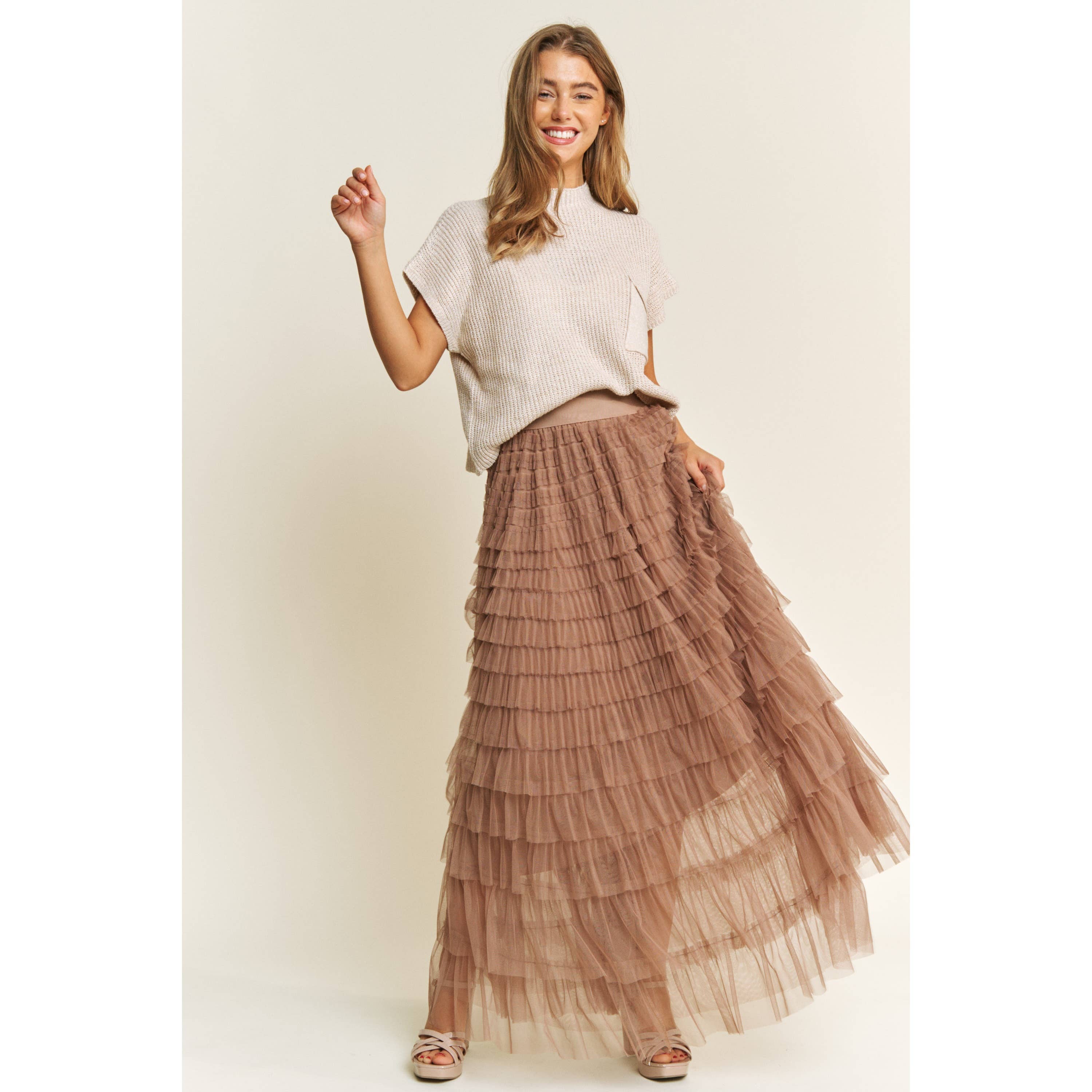 Sweet Generis - Wholesale Skirt - Women's - CASCADING TULLE MESH TIERED MAX SKIRT9