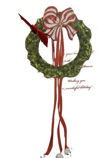 Stevie Streck Designs - Vente Cartes de Noël - Cartes de vœux Die Cut - (773W Wreath with Bells)0