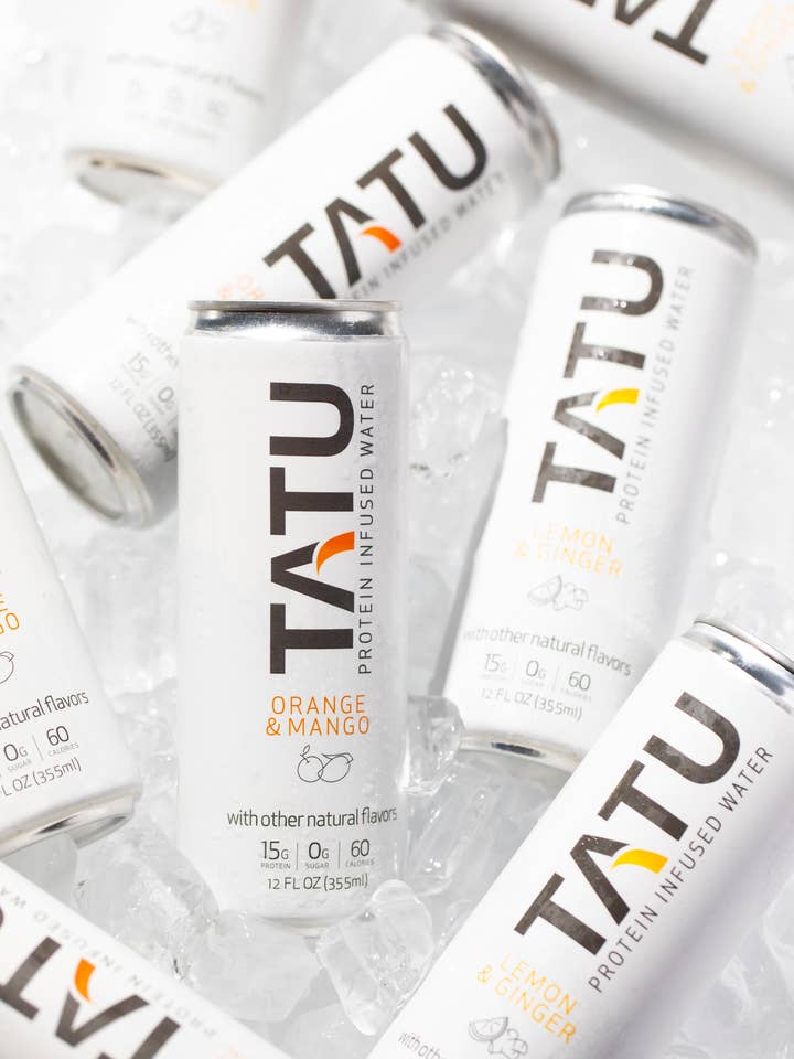 Individual cans TATU Protein Water for wholesale by Mindful Proteins