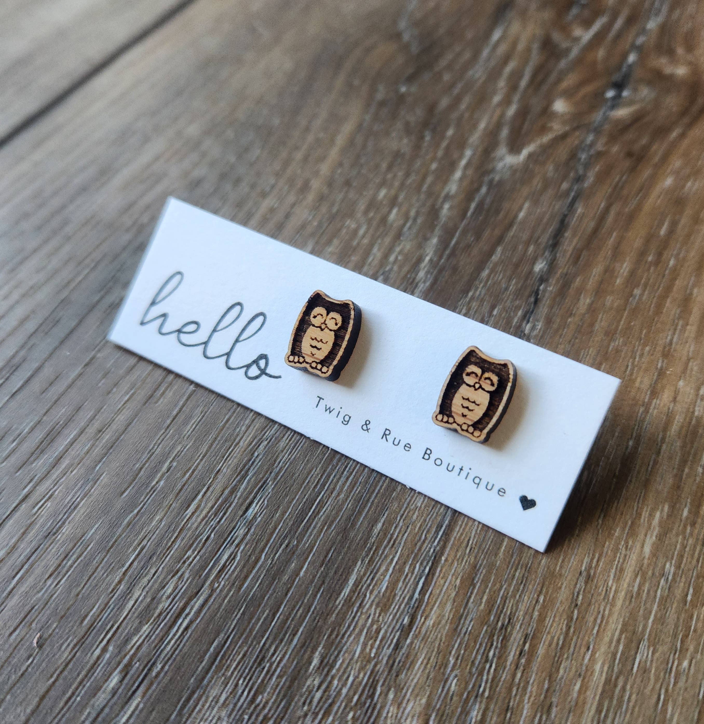 Twig & Rue boutique - Venta al por mayor Pendientes de botón/aretes de poste - Pendientes de madera animal1