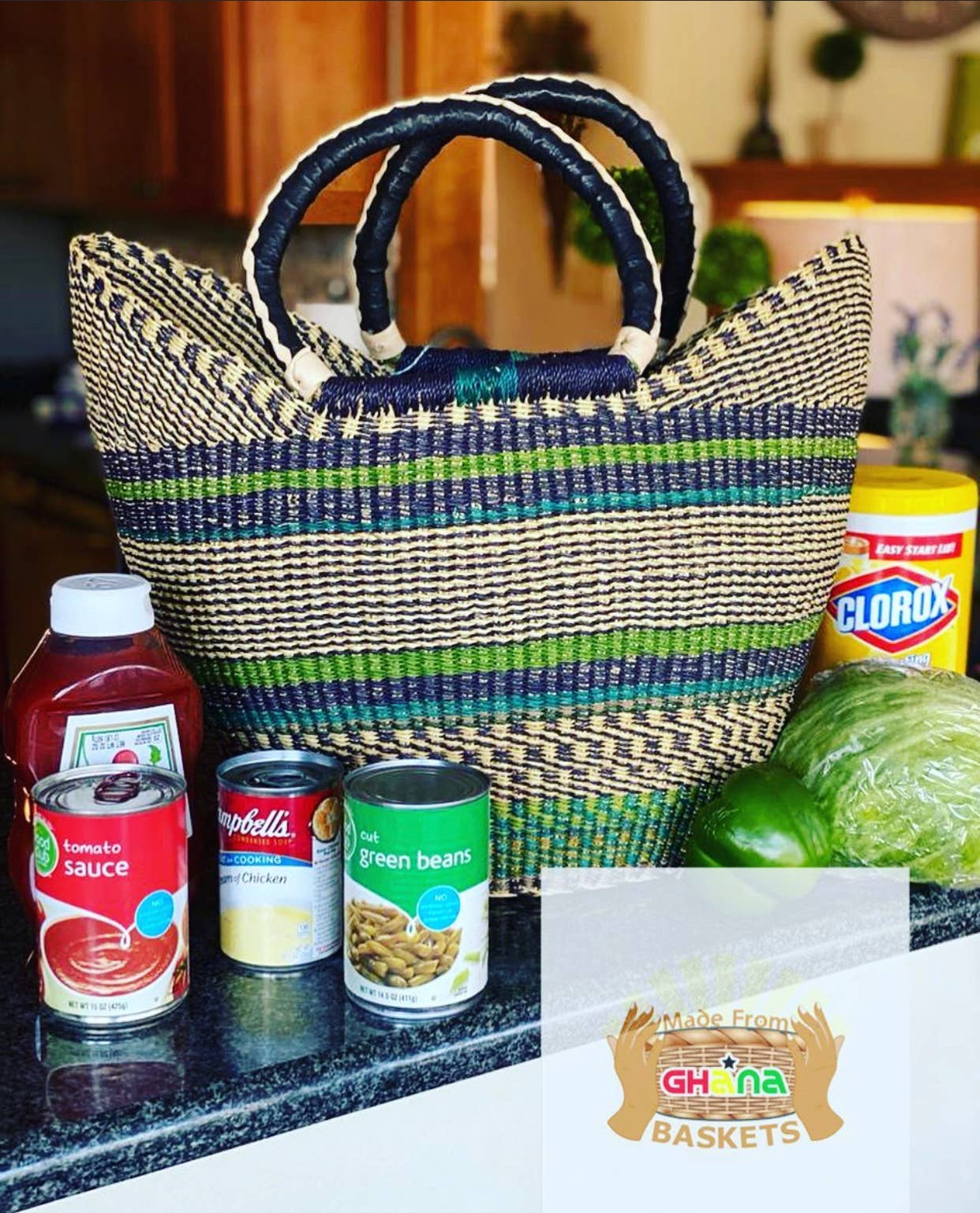 Tanga Baskets – wholesale Basket – Large Multi-Color U-shaped Bolga Market Baskets, Christmas 2