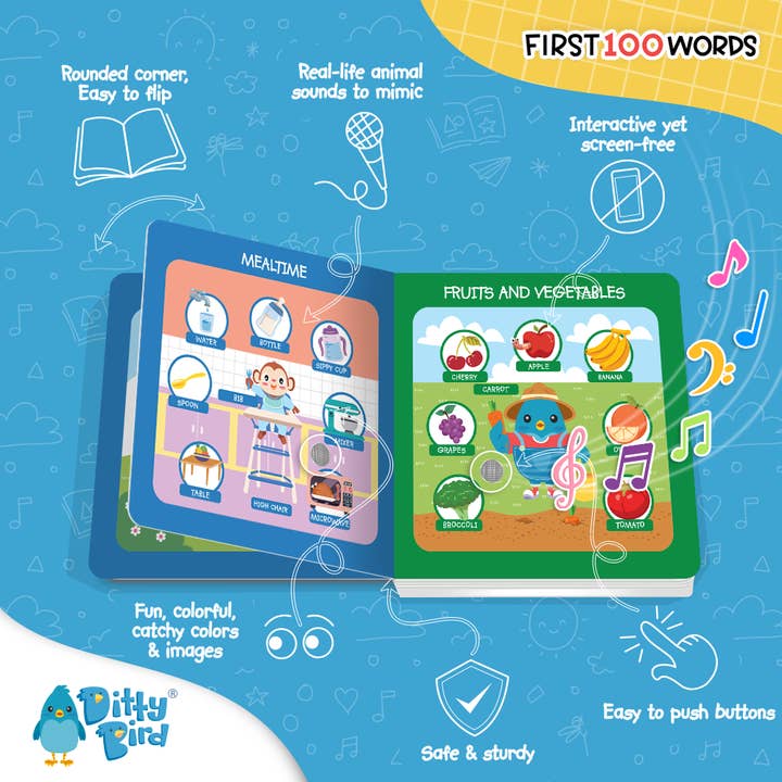 Ditty Bird Europe - Wholesale Baby & Toddler Book (0-2) - Ditty Bird Baby Educational book Best toy: First 100 Words2