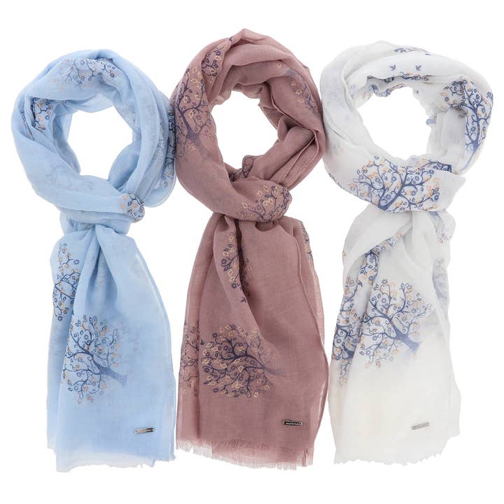 Joe Davies - Wholesale Scarf - Women's - Majestic Tree Gold Glitter Scarf